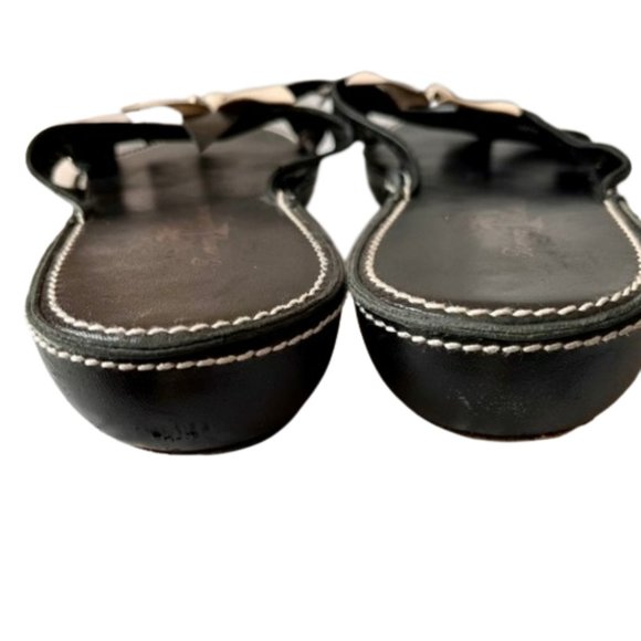 Tommy Bahama All Leather Flower Slides Sandals - Brown/White - 9M - Picture 6 of 9